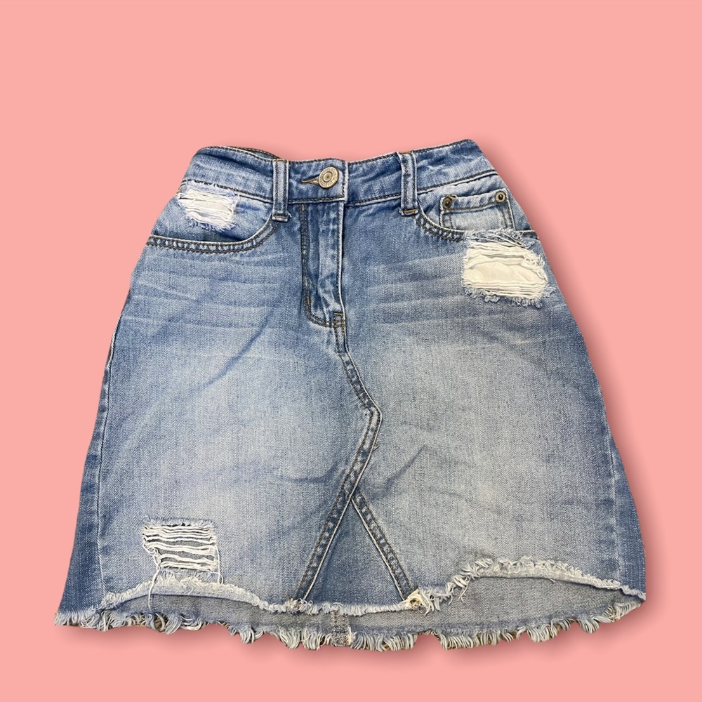 Distressed denim mini skirt - Picture 1 of 1